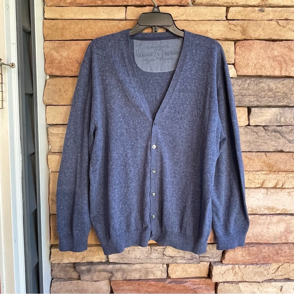 C. Comberti blue knit button up v-neck Cardigan Sweater EUC Large